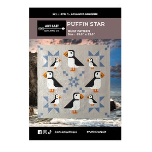 QUILT PATTERN - Puffin Star Quilt - Printed Booklet - Traditional Piecing