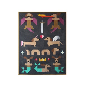 QUILT PATTERN - Mythical Wieners by Art East Quilting Co. - Instant Download - Traditional Piecing - Dachshund Quilt