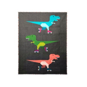 QUILT PATTERN - Dinorama - T-Rex on Roller Skates by Art East Quilting Co. - Instant Download - Traditional Piecing - Dinosaur Quilt