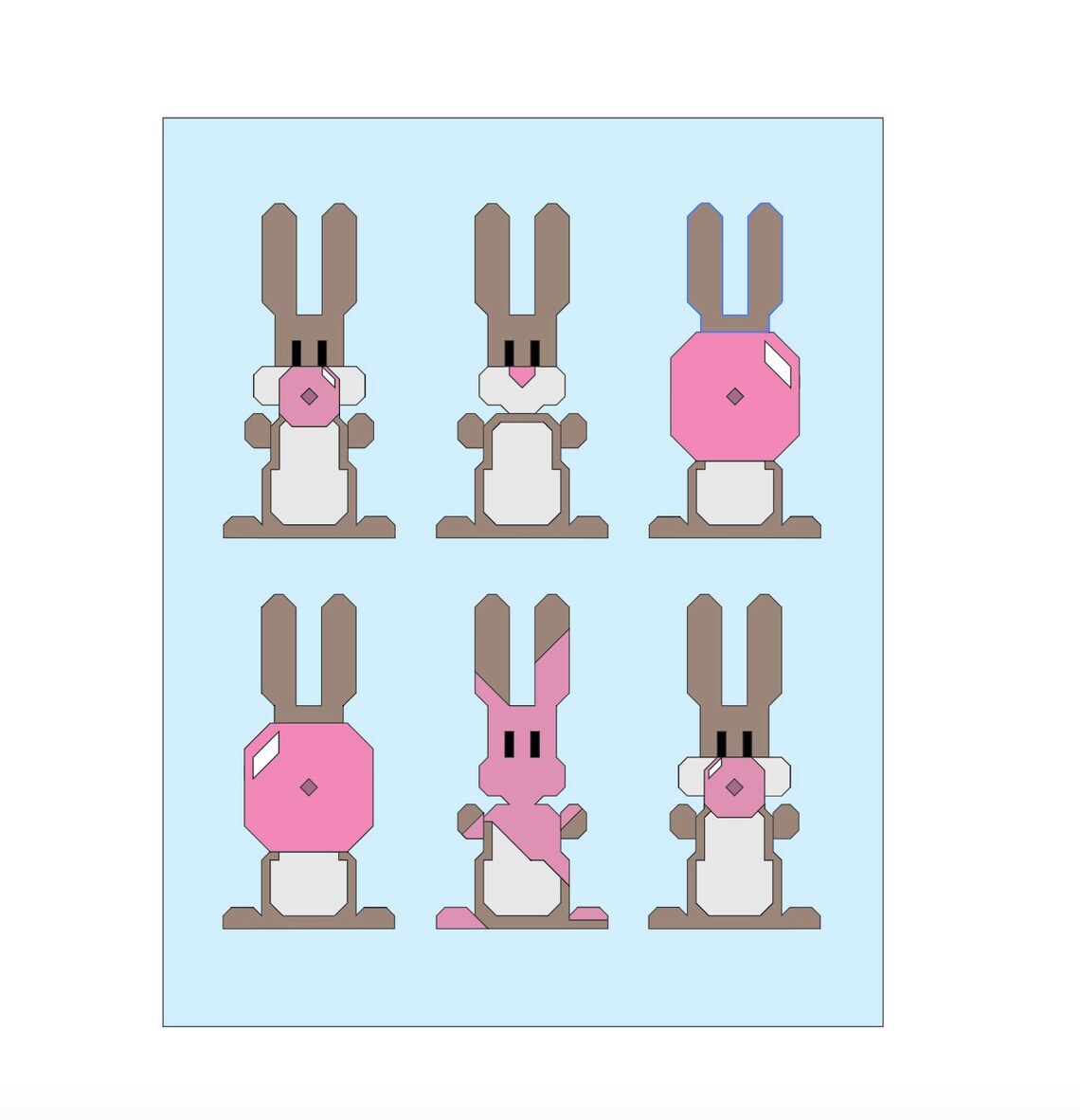 QUILT PATTERN Bunnies Blowing up Rabbits Chewing Gum by Etsy