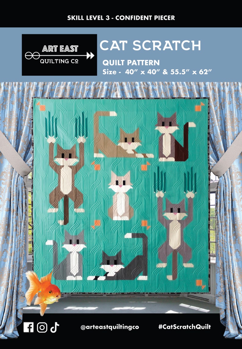 QUILT PATTERN Cat Scratch Quilt Pattern by Art East Quilting Co. Digital Download Traditional Piecing image 2