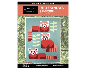 QUILT PATTERN - Red Pandas Quilt by Art East Quilting Co Printed Booklet
