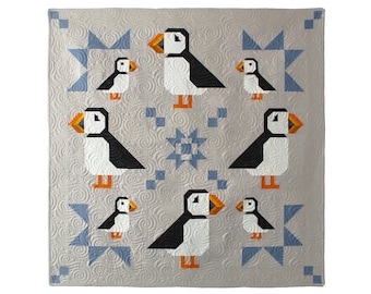 QUILT PATTERN - Puffin Star Quilt Pattern by Art East Quilting Co. - Digital Download - Traditional Piecing