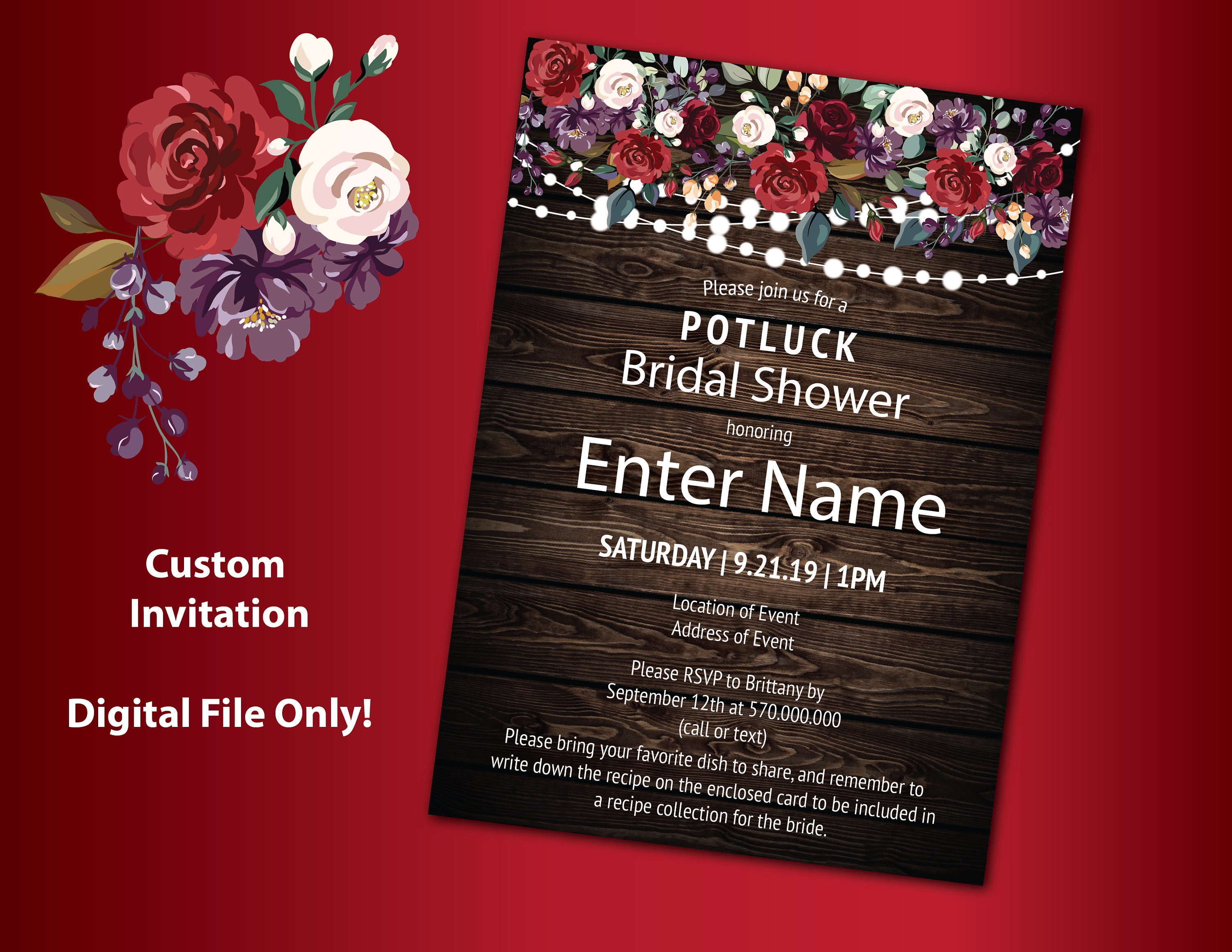 Custom Bridal Shower Invitation Etsy