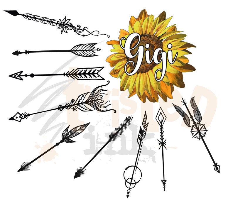 Download Gigi Sunflower Arrows Sublimation Waterslide PNG File | Etsy