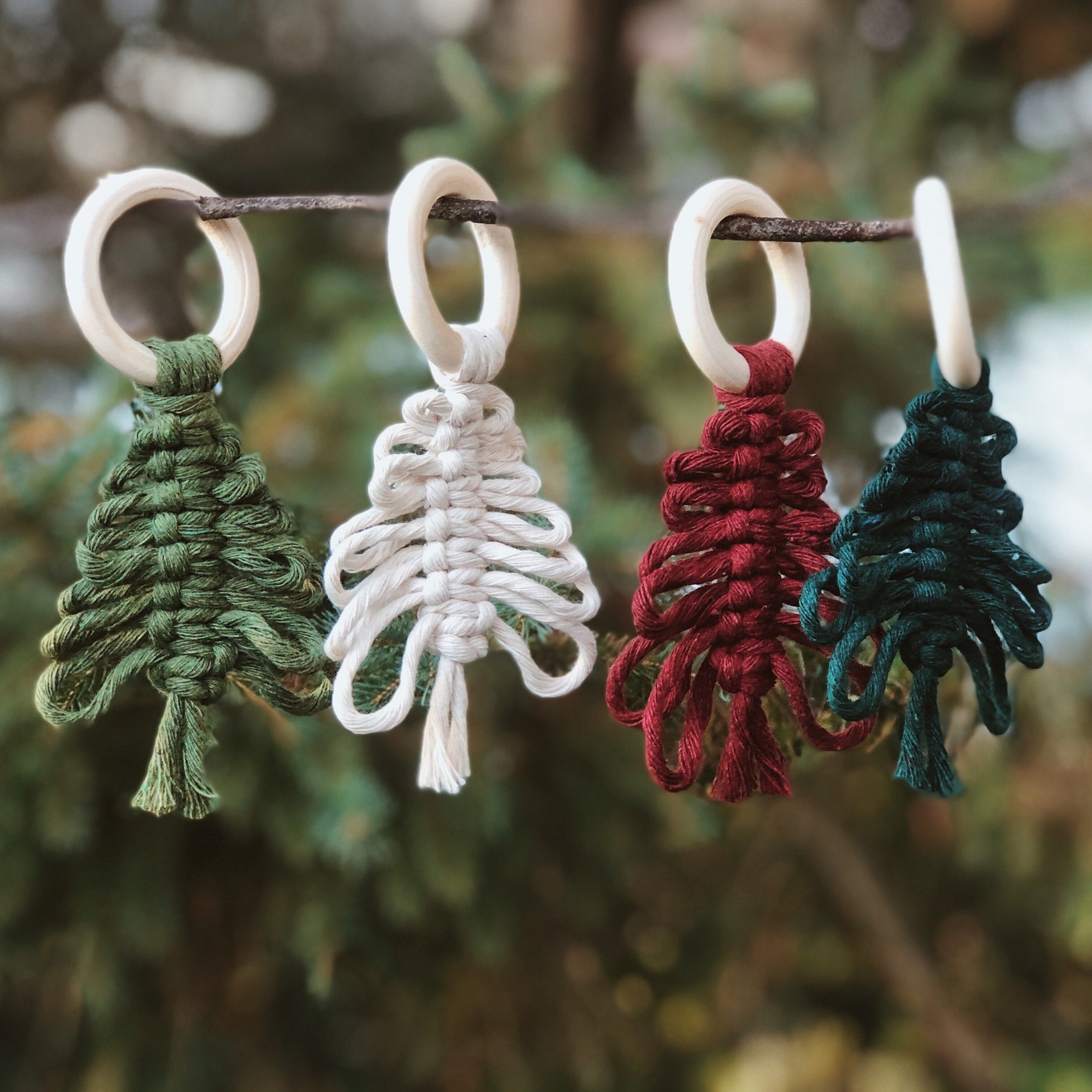 Macrame Christmas Tree Ornaments Etsy