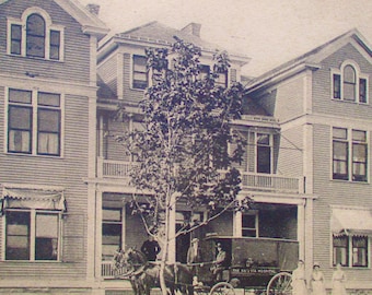 1907 Batavia Hospital Postcard: Horse-Drawn Ambulance, New York