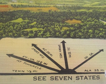 Rock City Gardens Vintage Linen Postcard: See Seven States