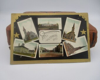 Greetings From Mazomanie, Wis. Multi-view Post Card circa 1920, postally unused.