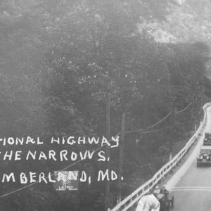 Photographic Post Card of the National Highway in The Narrows, Cumberland, MD. 900 FT. postally unused.