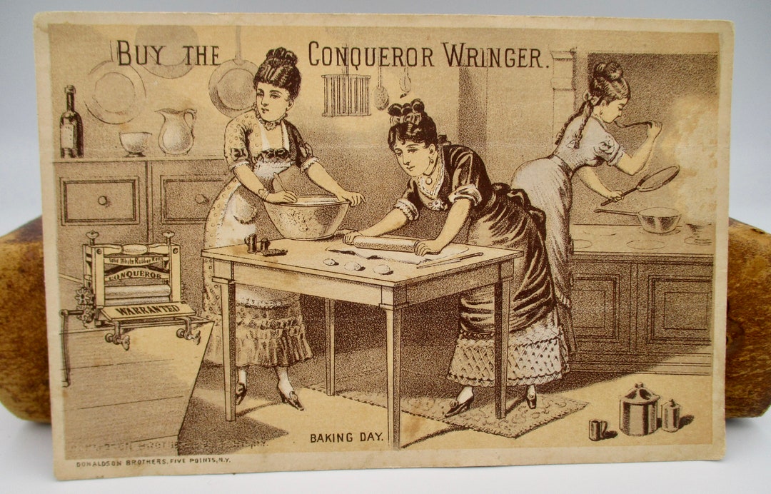 Afton New York, Original Antique Trade Card, Buy the Conqueror Wringer