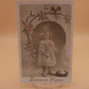 Antique Happy Easter Postcard: Swiss Stamp, French Script, 1911