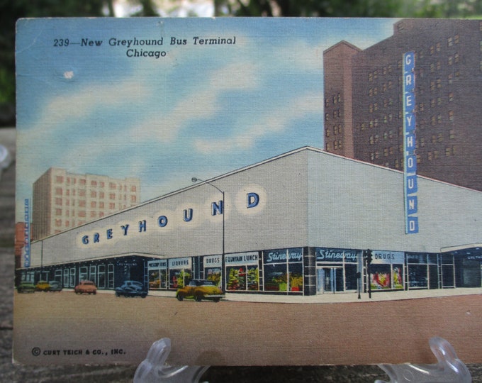 New Greyhound Bus Terminal Chicago Illinois 1953 Vintage Post Card Etsy
