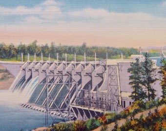 Carpenter Dam, Hot Springs National Park, Ark. C.T. Art-Colortone linen postcard