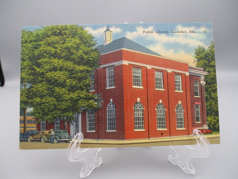 Library Gadsden Public Library, Gadsden, Ala. 1930-1945 Vintage Linen Post Card ...