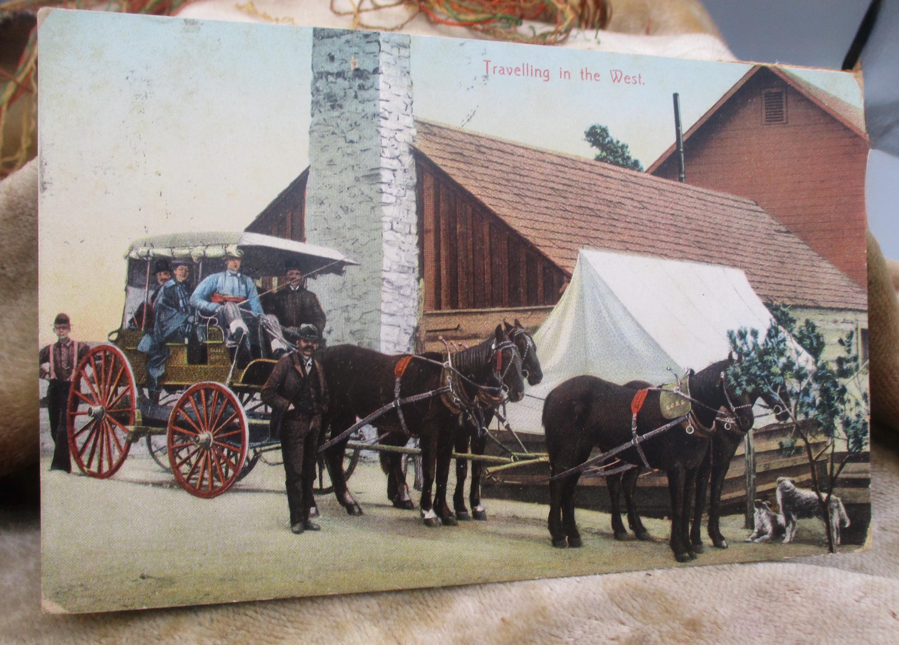 Antique Postcard, Travelling in the West, Four Horse Team, Circa 1907 ...