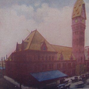 Polk Street Depot, Chicago. Old Post Card c1910, used but not posted.