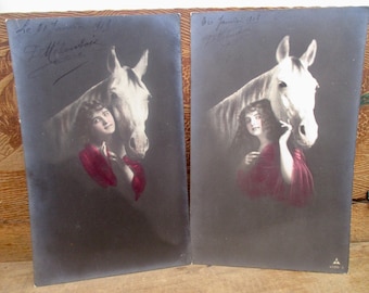Carte Postale Ancienne 1910 - Motif Femme Et Cheval, édition WBSS, Original