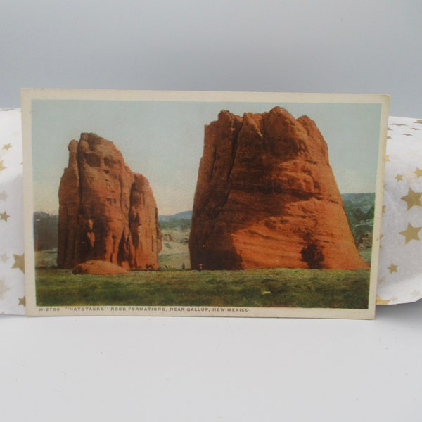 Phostint "Haystacks" Rock Formations, Near Gallup, New Mexico.  Fred Harvey, Detroit Publishing, 1910s