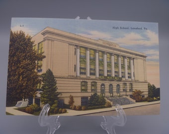 Vintage Lansford PA High School Linen Postcard, c1940s