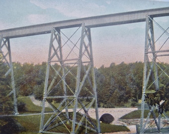 Massachusetts Central Bridge, Clinton, Mass. Postally unused antique Post Card.