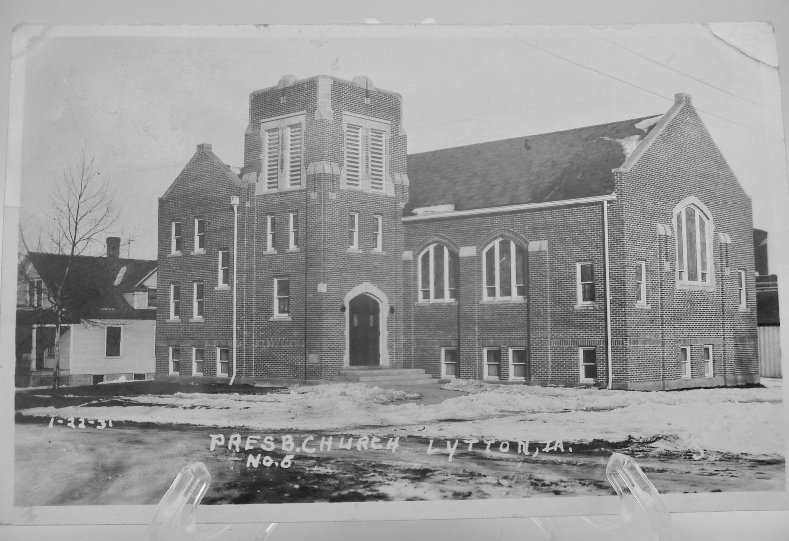 RPPC Presbyterian Church, Lytton. Iowa. Dated 12231. Postmarked 1932