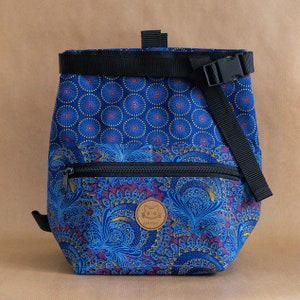 AfriKat Chalk Bucket in Indigo with Buckle, Velcro Seal, Carabiner Loop, + Multiple Pockets for your Brushes, Tape and Phone