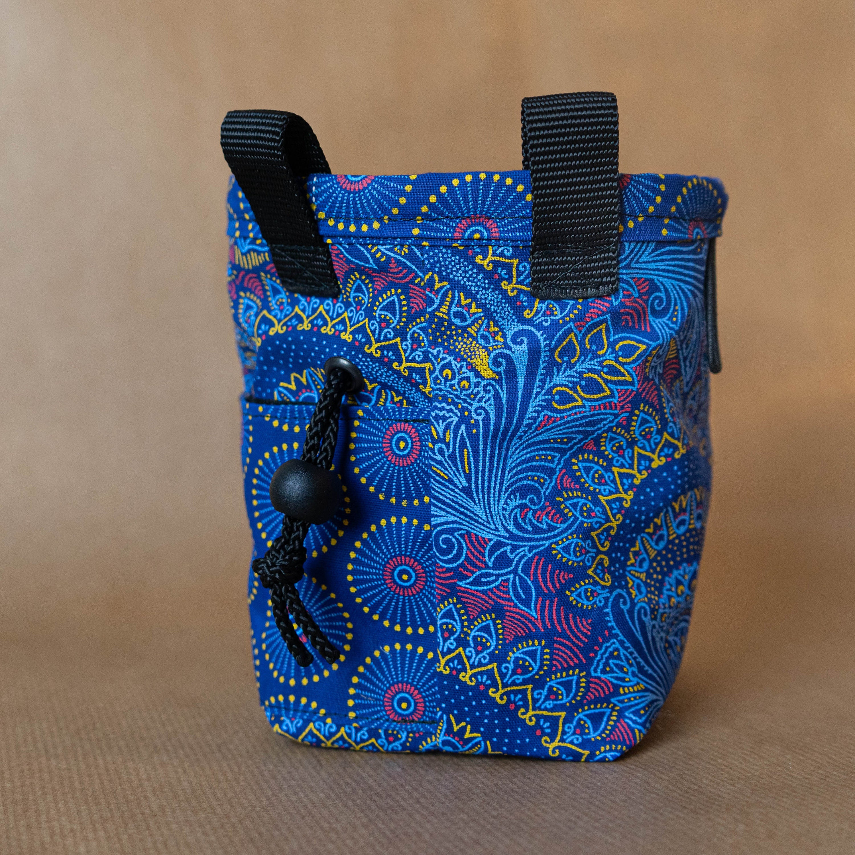 Afrikat Chalkbag Indigo Feathers With Key Pocket & Brush Loops