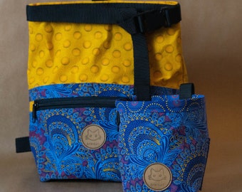 AfriKat Chalkbag & Chalk Seau Bundle - Plumes Indigo + Soleil Jaune