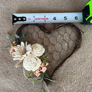 Wood Flowers, Heart Decor, Home Decor, Mother's Day Gift, Rustic Heart Decor, Farmhouse Decor, Chicken Wire Decor, Hearts and Wood Flowers, image 9