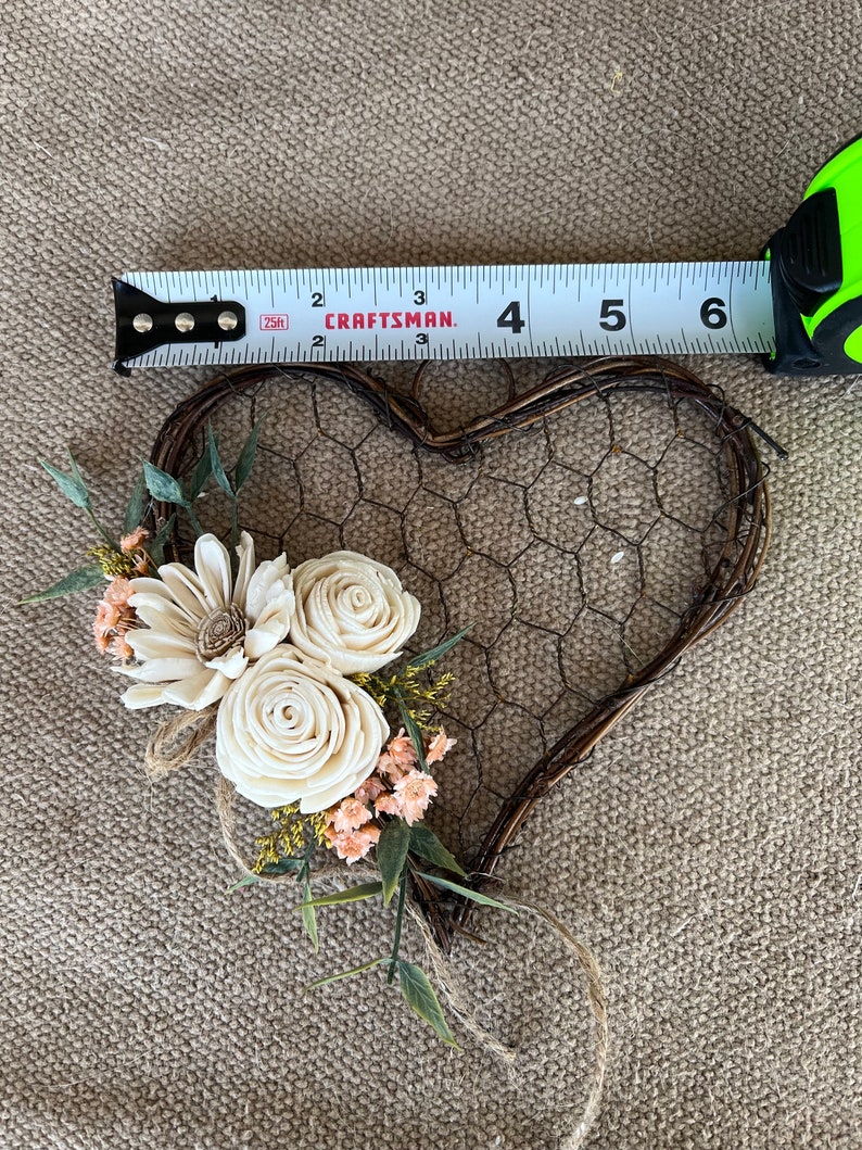 Wood Flowers, Heart Decor, Home Decor, Mother's Day Gift, Rustic Heart Decor, Farmhouse Decor, Chicken Wire Decor, Hearts and Wood Flowers, image 9