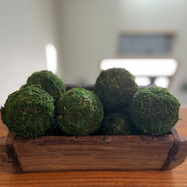 3 inch Decorative Moss Balls, Moss Balls Home Decor, Moss Balls for Crafting, Floral Filler, Natural Green Moss Balls, Vase Bowl Filler