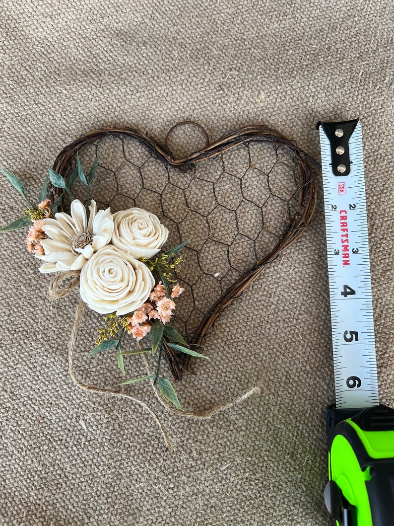 Wood Flowers, Heart Decor, Home Decor, Mother's Day Gift, Rustic Heart Decor, Farmhouse Decor, Chicken Wire Decor, Hearts and Wood Flowers, image 10