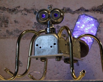 DrainBug- Found object robot light up pet ~Assemblage