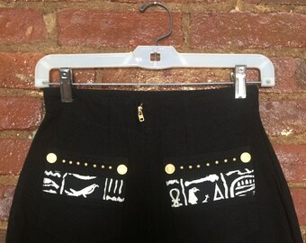 black denim Isabella Sole skirt w/ embroidered pockets sz. 4