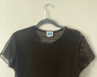 Aqua Blues copper metallic shirt top