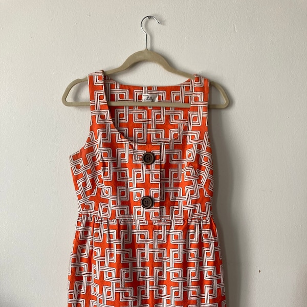 Milly of New York retro orange and white patterned dress