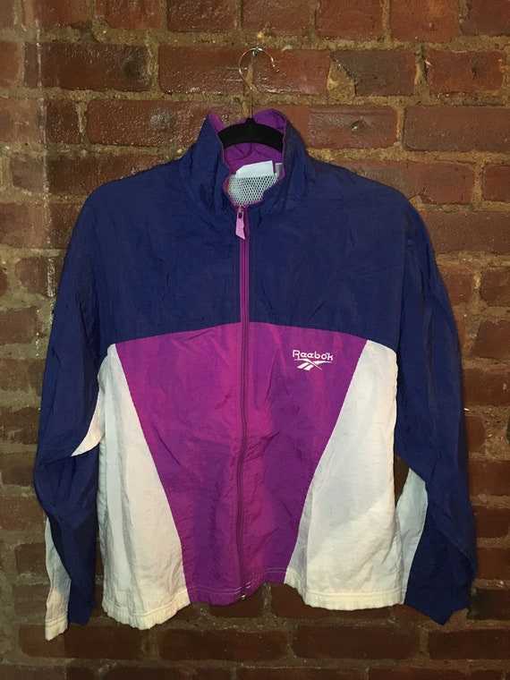 Purple blue and white Reebok windbreaker