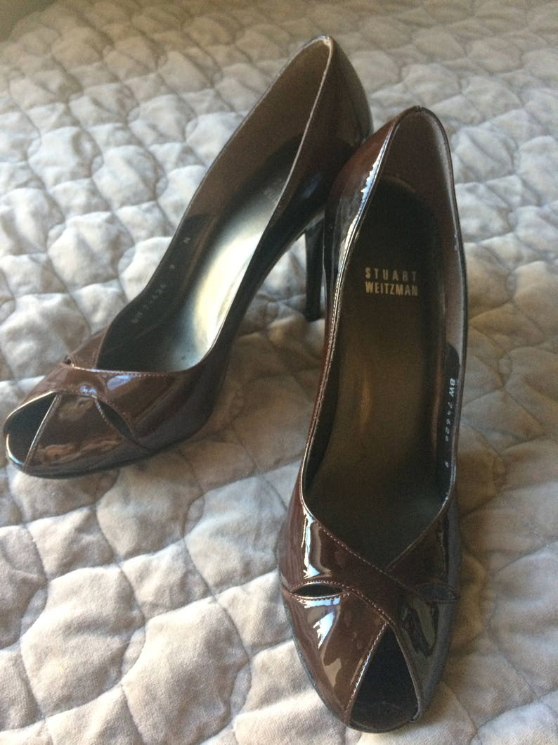 brown patent leather heels