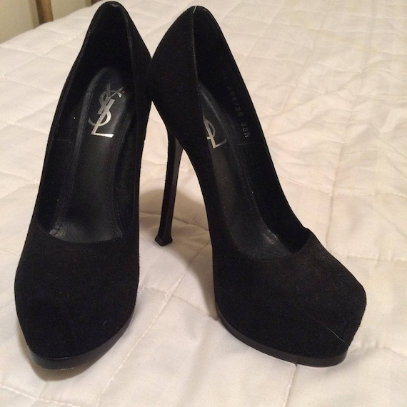 YSL black suede Tribute platform stilettos sz. 8.5 - image 1