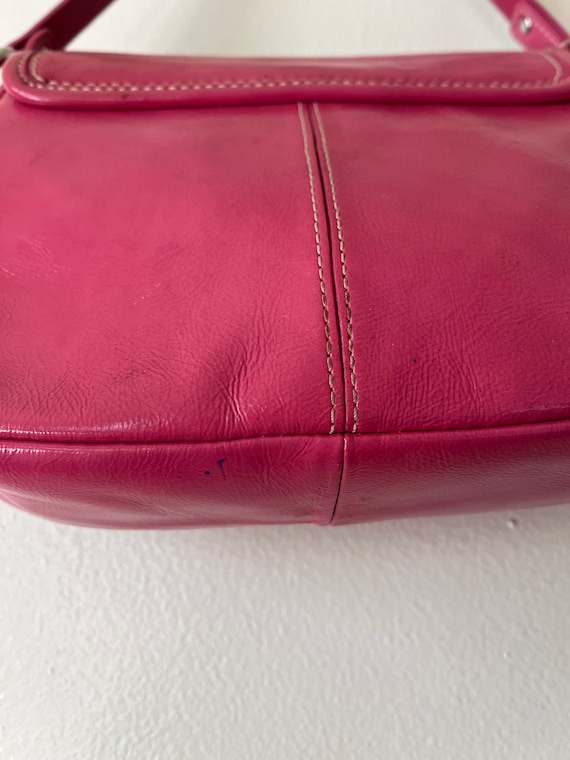 Patent leather hot pink genuine Coach y2k mini ha… - image 5