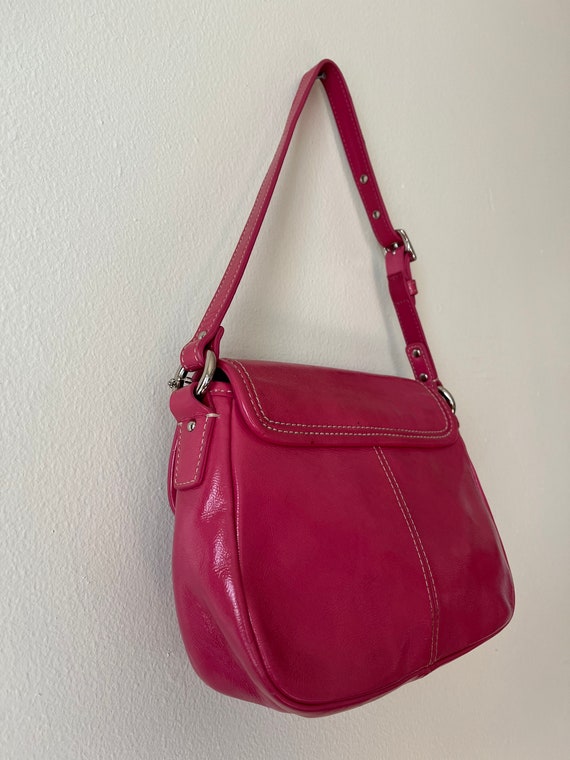 Patent leather hot pink genuine Coach y2k mini ha… - image 6