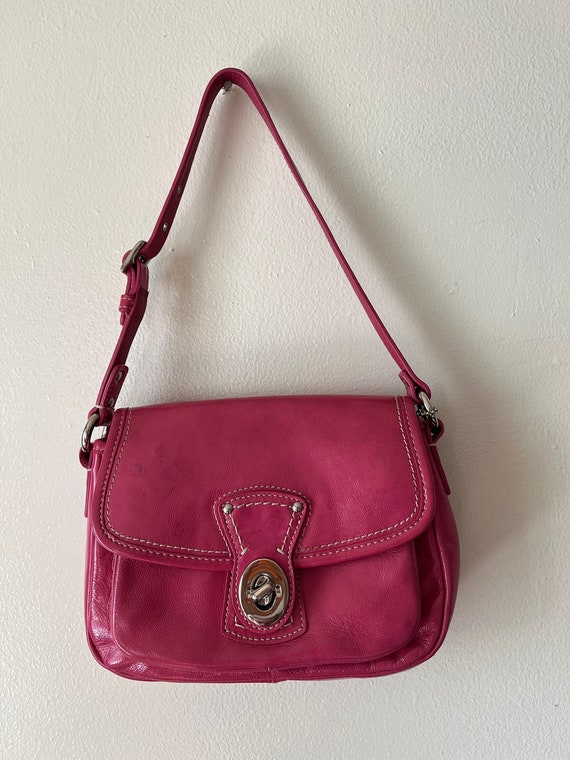 Patent leather hot pink genuine Coach y2k mini ha… - image 2