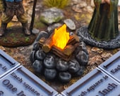 Miniature 1" Campfire with Flickering LED light flame for Tabletop Role Playing Games