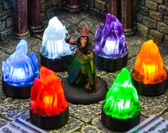 Miniature Flickering LED Fire Marker for Dungeons and Dragons