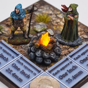 Miniature 1" Campfire with Flickering LED light flame for Dungeons and Dragons