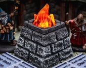 Medium “truncated pyramid” stone brazier, with swappable flickering flame for Tabletop Role Playing Games