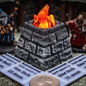 Medium “truncated pyramid” stone brazier, with swappable flickering flame for Dungeons and Dragons