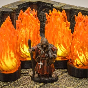 Miniature Flickering LED Wall of Fire for TTRPG, Dungeons and Dragons (Style C0-A)