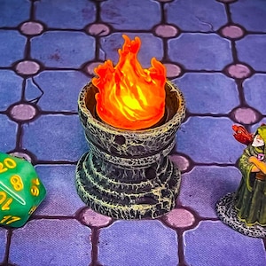 Stone Brazier with swappable flickering flame for Dungeons and Dragons